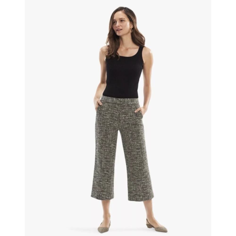 MM.LaFleur Wide-Leg Cropped Tweed Pants in Black and Gray